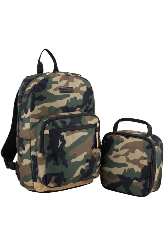 Unisex 17" Backpack & Lunch Box 2-Piece Set, Green Army Camo
