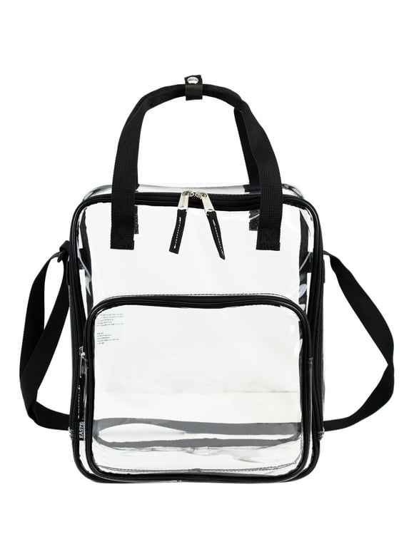 Eastsport Unisex Clear Double Handle Stadium Approved Tote, Black Trim