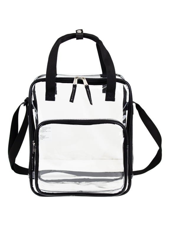 Unisex Clear Double Handle Stadium Approved Tote, Black Trim