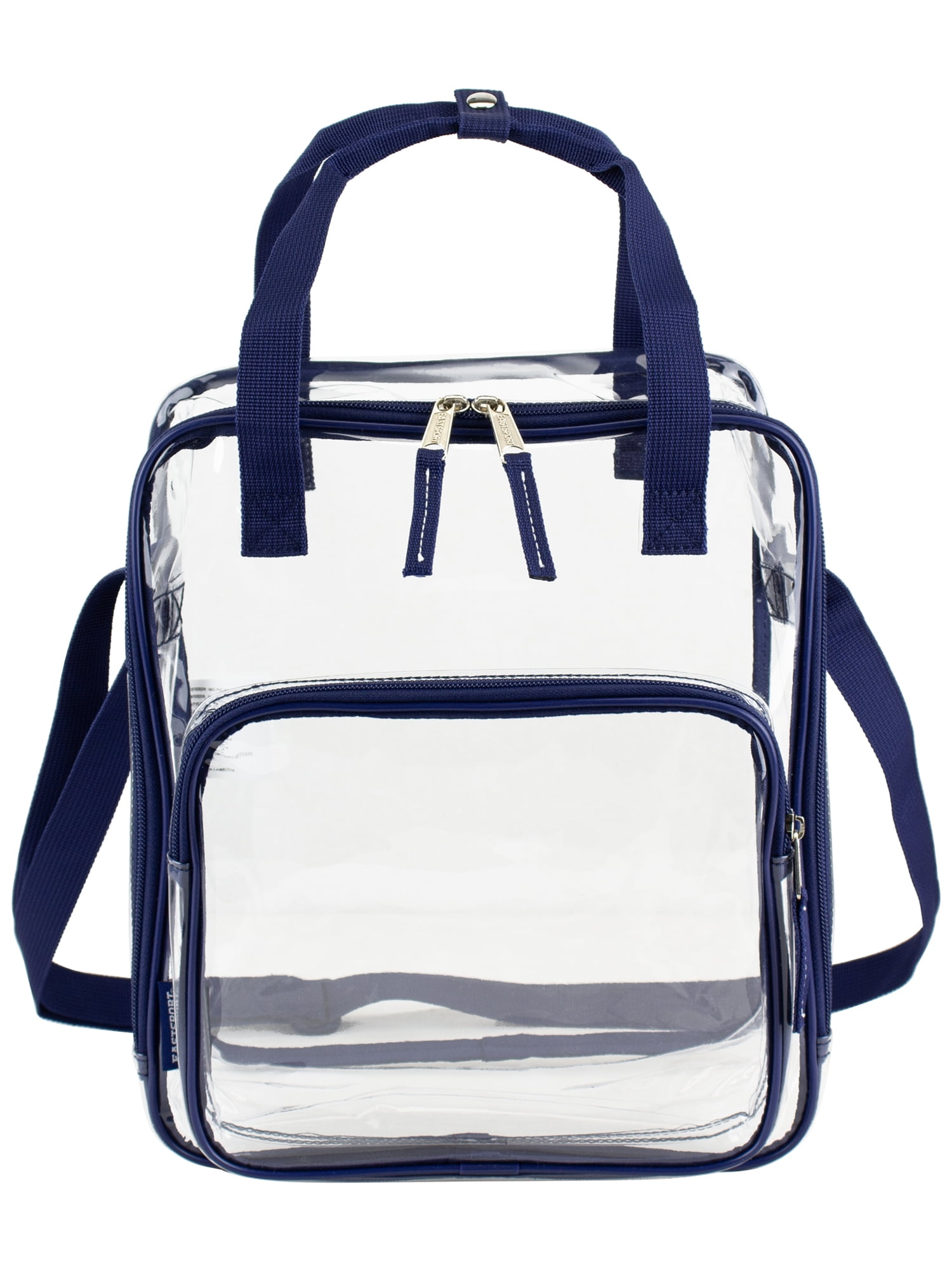 Eastsport Unisex Clear Double Handle Stadium Approved Tote, Blue Trim