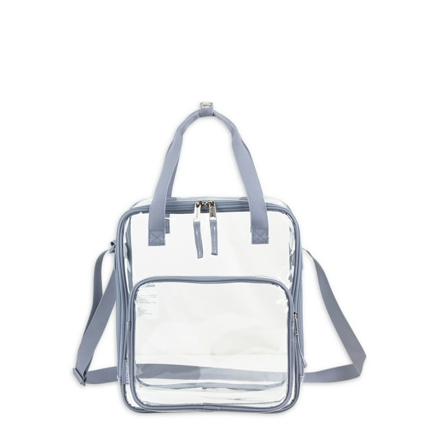 Eastsport Unisex Clear Double Handle Stadium Approved Tote, Grey Trim