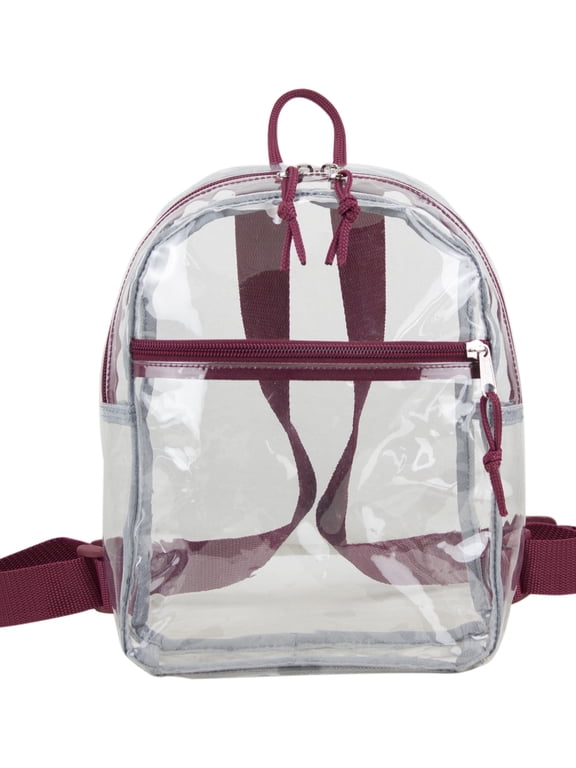 Unisex Clear Mini Backpack, Burgundy