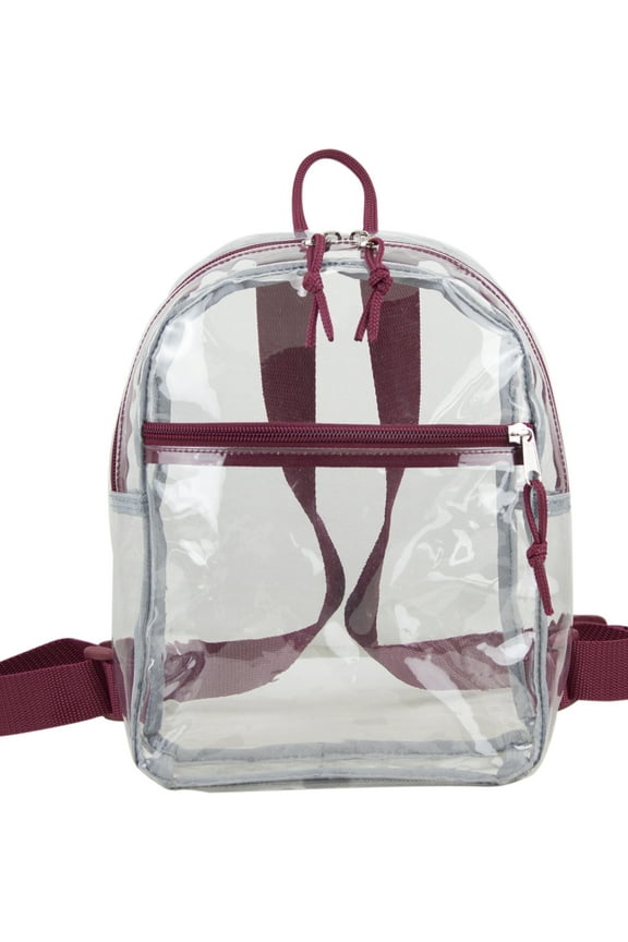 Unisex Clear Mini Backpack, Burgundy