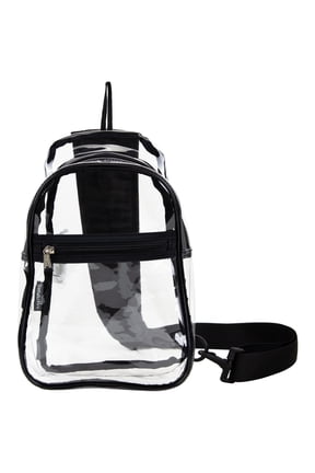 Unisex Clear Sling Stadium Approved Bag, Black Trim