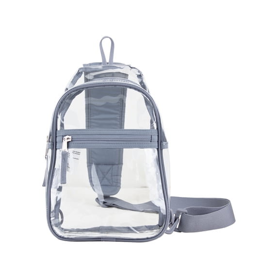 Eastsport Unisex Clear Sling Stadium Approved Bag, Grey Trim