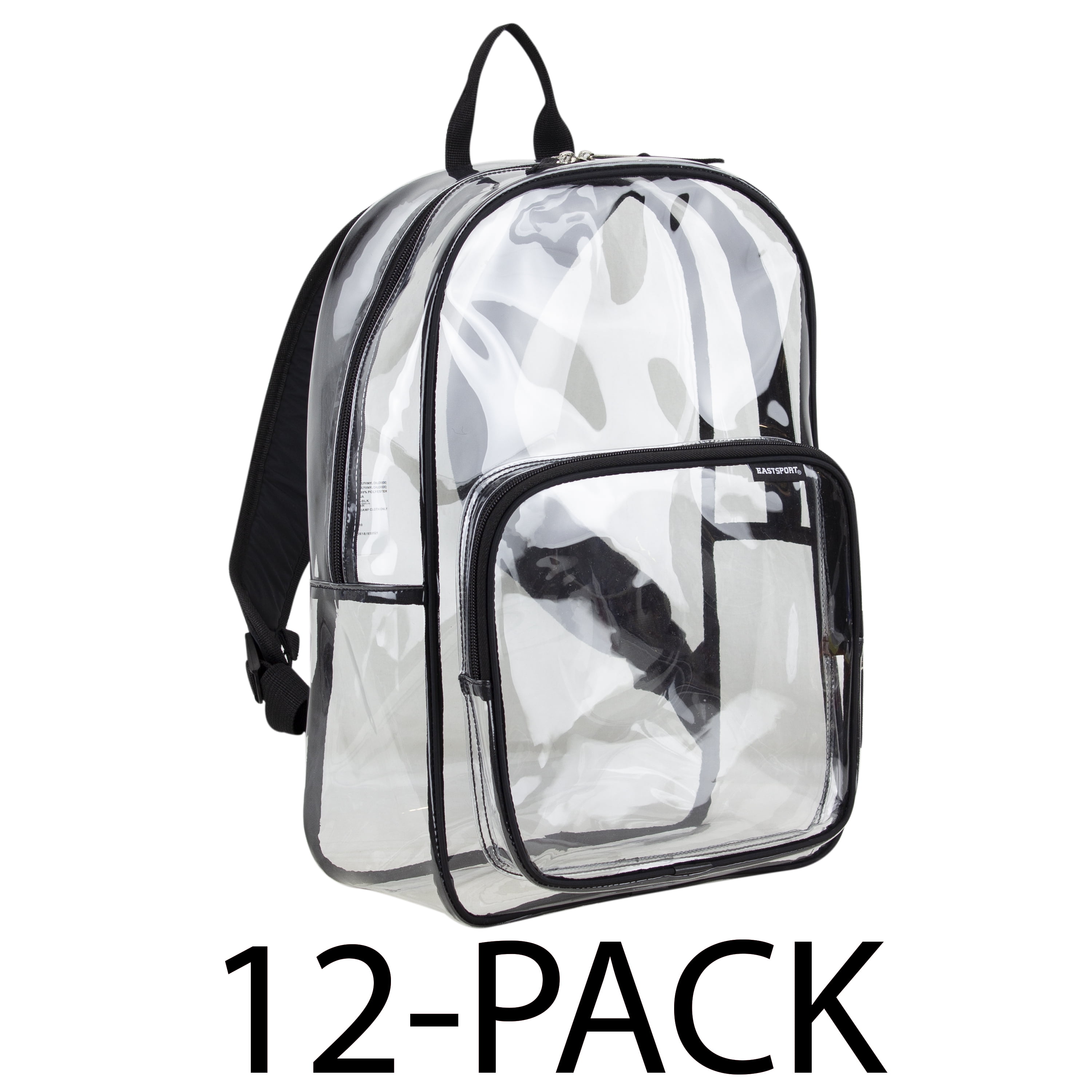 Eastsport Unisex Clear Spirit Backpack Black 12-Pack Bundle