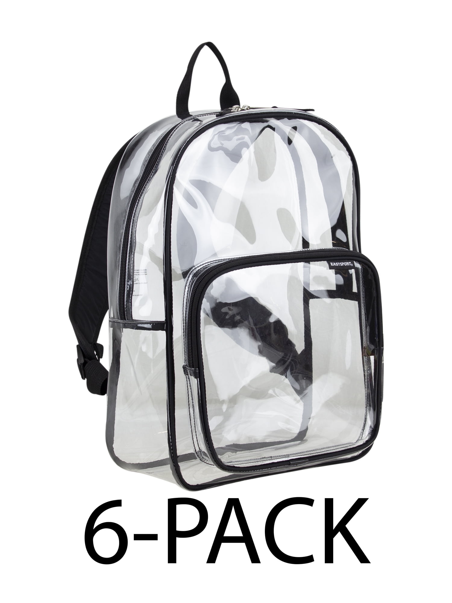 Eastsport Unisex Clear Spirit Backpack, Black (6Pack)