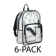 Eastsport Unisex Clear Spirit Backpack, Black (6-Pack)