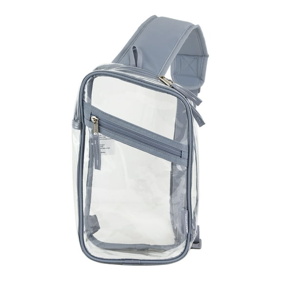 Eastsport Unisex Clear Stadium Approved Sling Gear Bag, Grey Trim