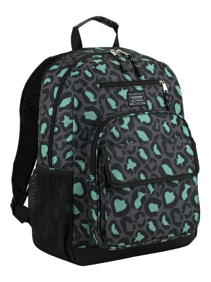 Eastsport Unisex Everyday Tech Backpack, Black Mint Leopard