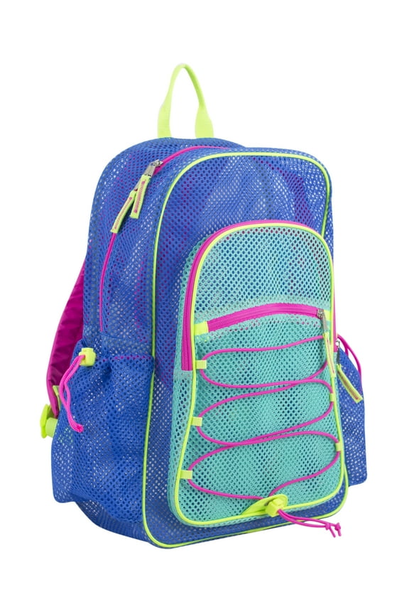 Unisex Large Mesh Backpack with Bungee, Dynamic Blue