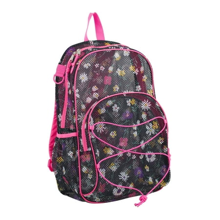 Eastsport Unisex Mesh Bungee Backpack with Padded Shoulder Straps, Daisy Flowers