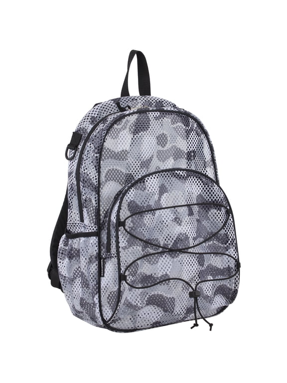Unisex Mesh Bungee Backpack with Padded Shoulder Straps, Graphite Camouflage