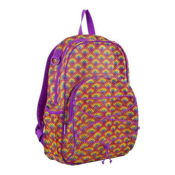 Eastsport Unisex Mesh Bungee Backpack with Padded Shoulder Straps, Purple Rainbow Print