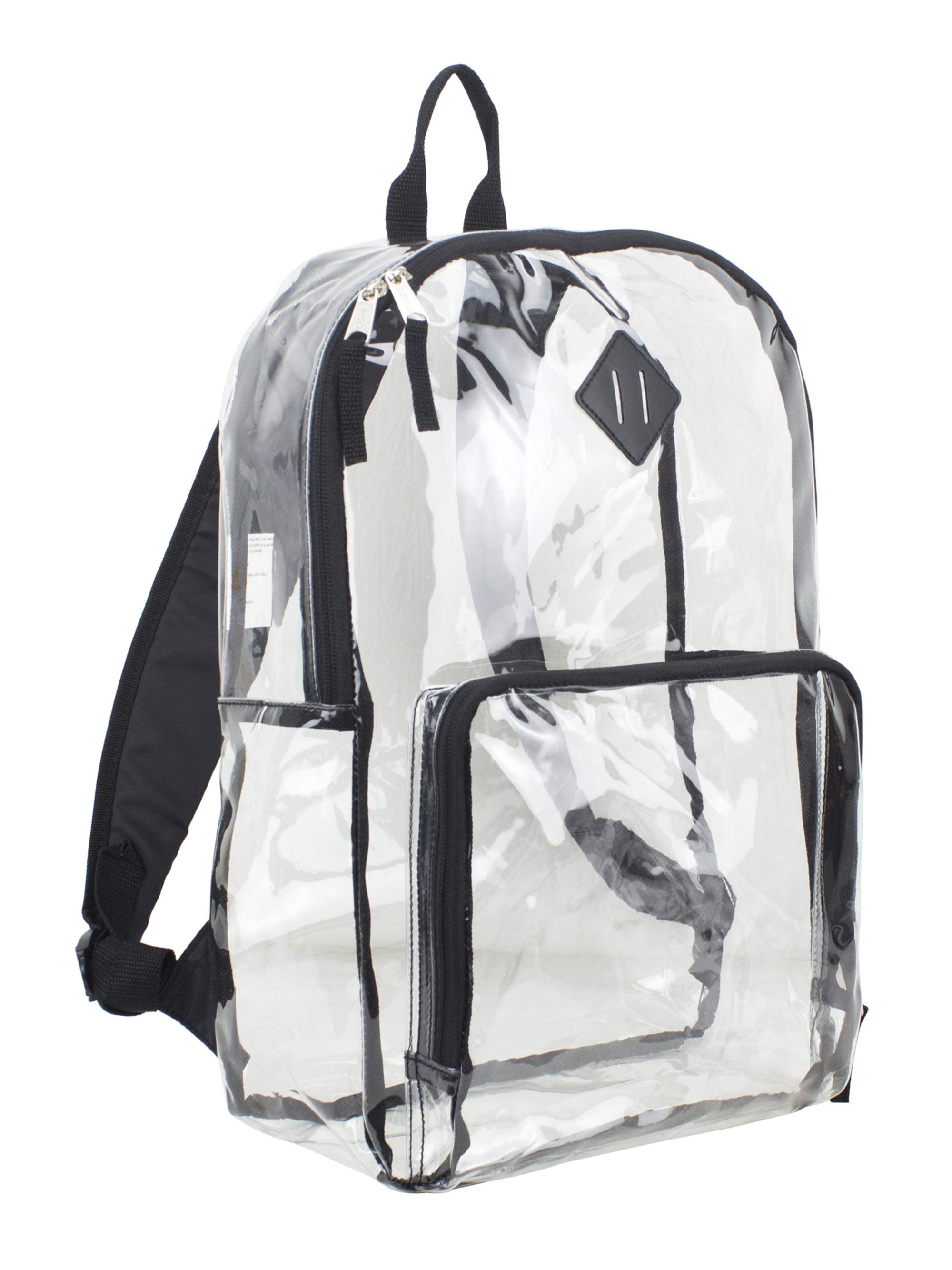 Eastsport Unisex Multi Purpose Clear Backpack with Front Pocket Adjustable Straps and Lash Tab Clear