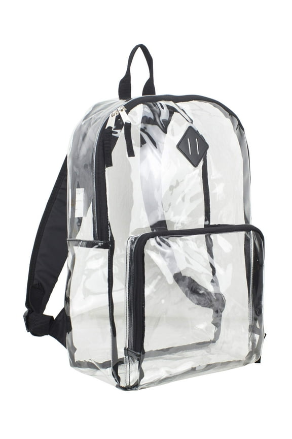Unisex Multi-Purpose Clear Backpack with Front Pocket and Adjustable Straps Black