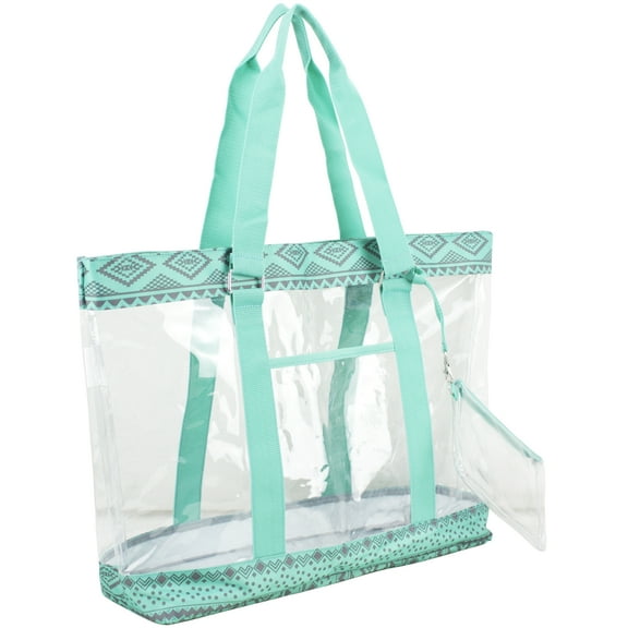 Eastsport Unisex PVC Polyester Deluxe Wristlet Tote Bag, Turquoise Aztec