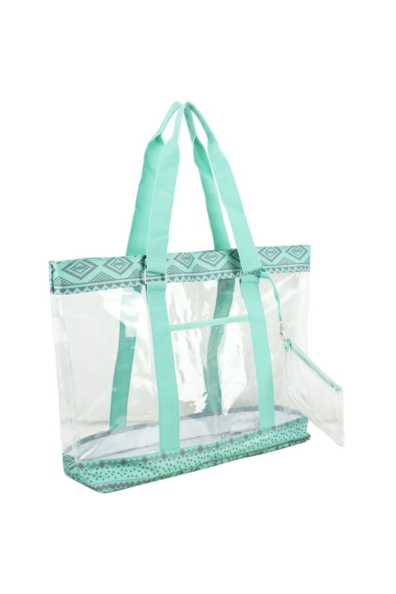 Unisex PVC Polyester Deluxe Wristlet Tote Bag, Turquoise Aztec
