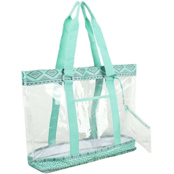 Eastsport Unisex PVC Polyester Deluxe Wristlet Tote Bag, Turquoise Aztec
