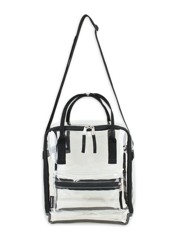 Eastsport Unisex Stadium Approved Clear Handbag Tote Crossbody, Black