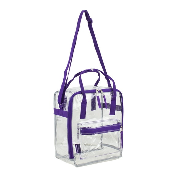 Eastsport Unisex Stadium Approved Clear Handbag Tote Crossbody, Purple