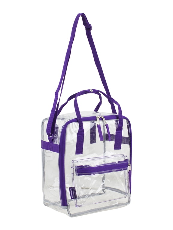 Unisex Stadium Approved Clear Handbag Tote Crossbody, Purple
