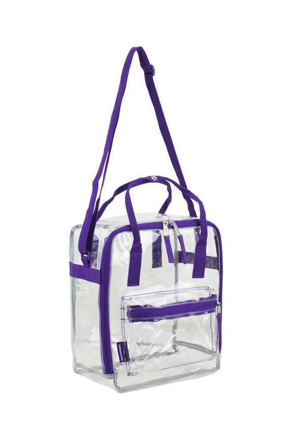 Unisex Stadium Approved Clear Handbag Tote Crossbody, Purple
