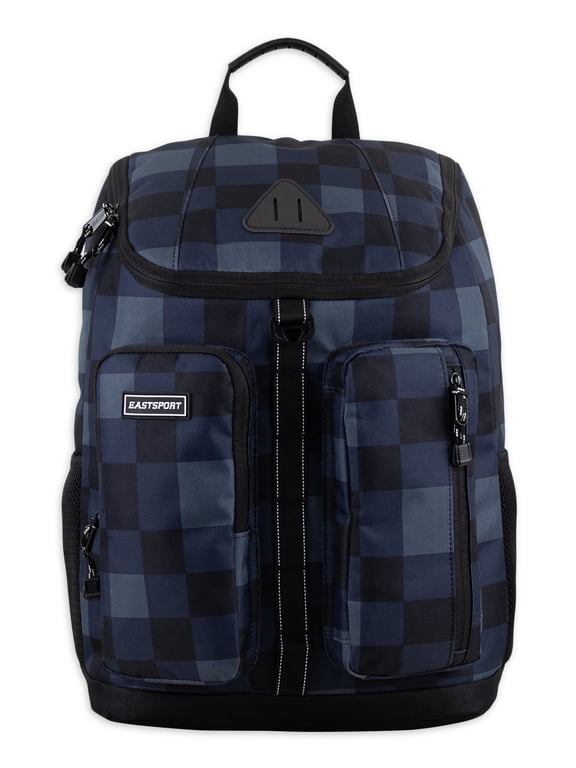 Unisex Theo Top Loader Backpack, Blue Black Plaid