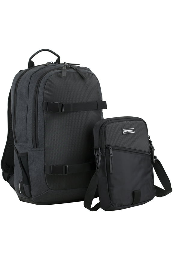 Unisex Travel Backpack with Removable Shoulder Bag, Black