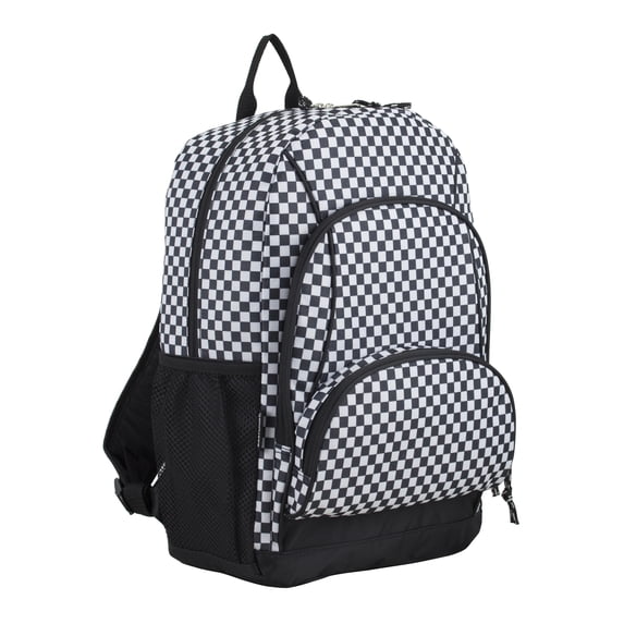 Eastsport Unisex Triple Pocket Backpack, Black White Checkered ...