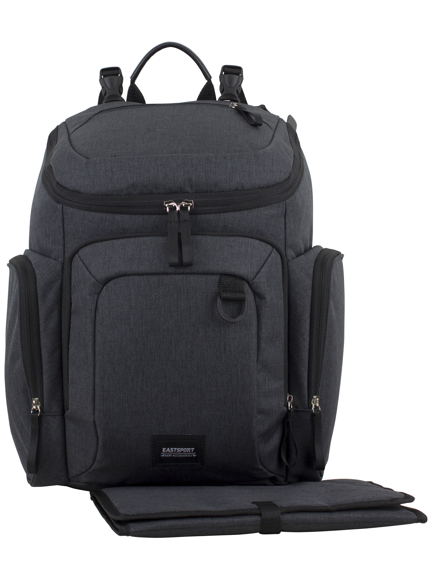 Eastsport Wooster St. Backpack Diaper Bag with Adjustable Shoulder Straps, Bonus Changing Pad, Stroller Straps and Insulated Zipper Pockets, Dark Grey - image 1 of 11
