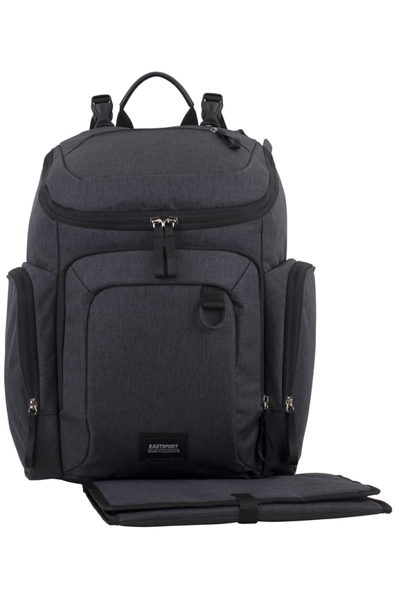 Wooster St. Diaper Backpack, Large Capacity, Dark Grey with Changing Pad, Stroller Straps, and Insulated Pockets