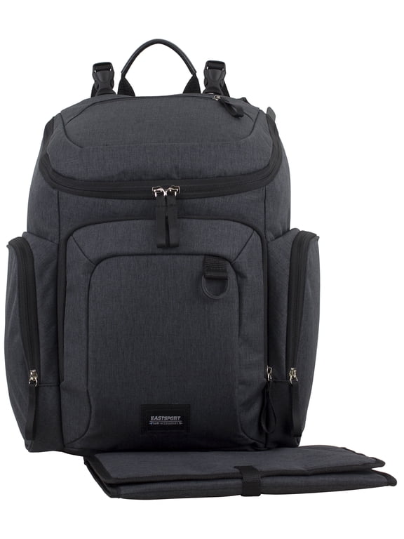 Wooster St. Diaper Backpack, Large Capacity, Dark Grey with Changing Pad, Stroller Straps, and Insulated Pockets