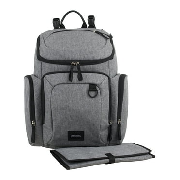 Eastsport Wooster St. Large Backpack Diaper Bag with Adjustable Shoulder Straps, Bonus Changing Pad, Stroller Straps and Insulated Zipper Pockets, Light Grey