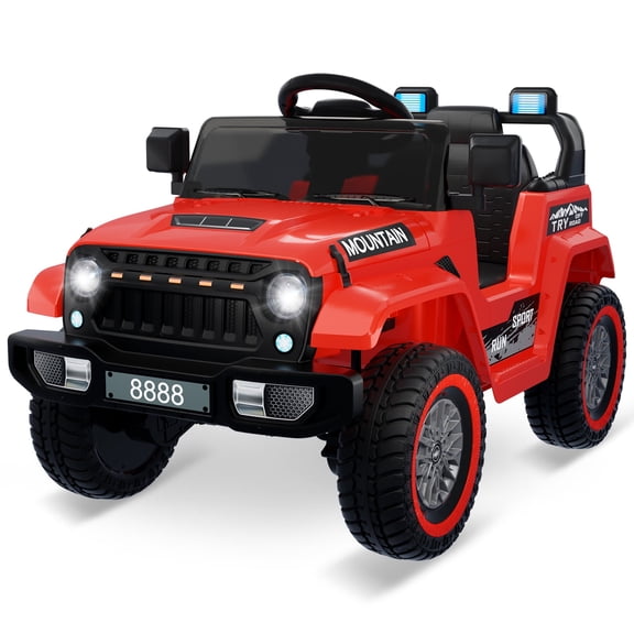 Eastvita 12V Kids Ride-On Truck, 4 Wheeler, Remote, Suspension, 3 Speeds, LED, Music, MP3, Red
