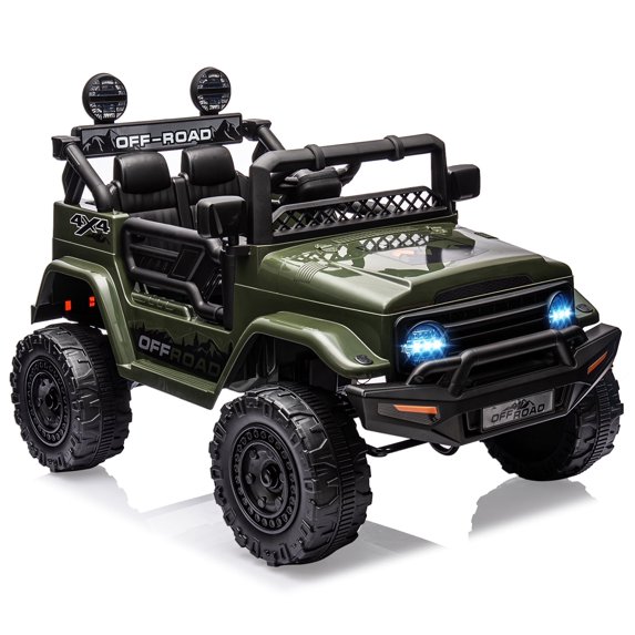Eastvita 12V Kids Ride-On Truck Car, Remote, Suspension, LED, Bluetooth, 3 Speeds, Green