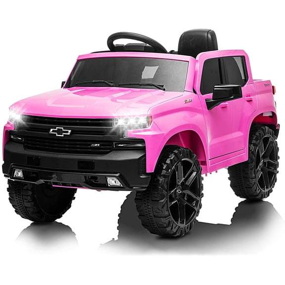 Eastvita 12V Licensed Chevrolet Kids Ride-On Truck, MP3/Bluetooth, Suspension, LED, Pink