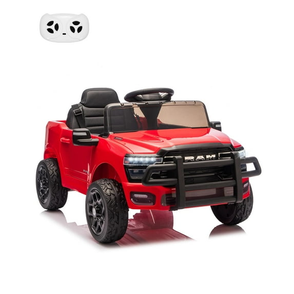 Eastvita 12V Licensed RAM Ride-On Pickup Truck, Remote, Suspension, Double Doors, Music, LED