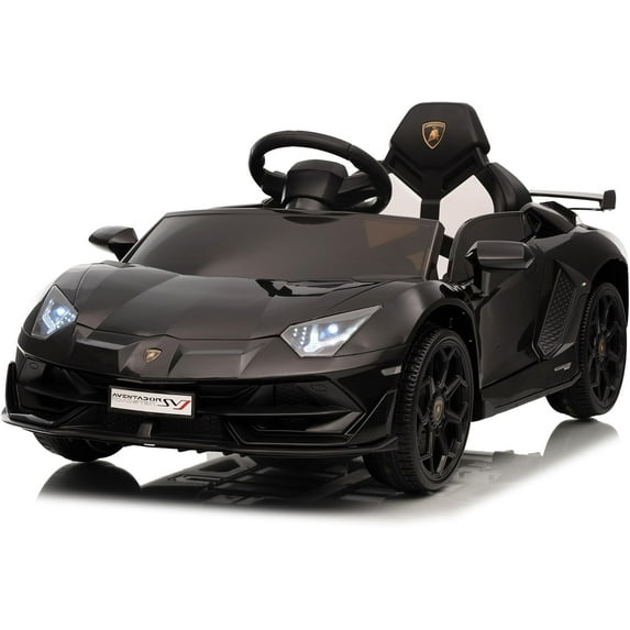 Eastvita 12V Luxury Ride-On Sports Car for Kids, Battery Powered, 2 Speeds, Remote Control, LED, Sound, Hydraulic Doors (Black/White)