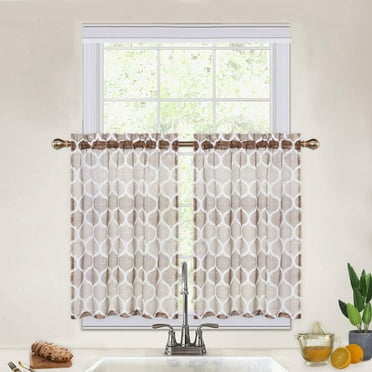 Eastvita 1Pcs Geometric Print 100% Polyester Kitchen Valance Rod Pocket Window Valance Curtain For Bedroom/Living Room/Dining Room/Bathroom/Kids Girl Baby Nursery