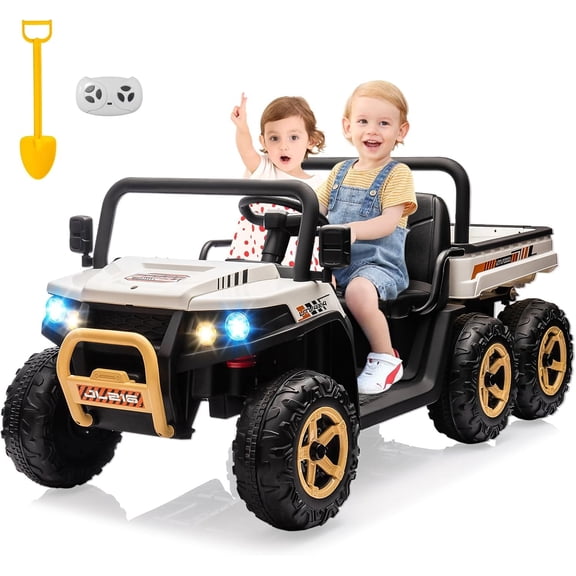 Eastvita 2-Seater 24V 6-Wheel Ride-On Dump Truck, Remote, Shovel, Music, Electric Dump Bed