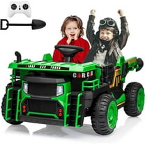 Eastvita 24V 2-Seater Ride-On Dump Truck, Remote, Electric Dump Bed, Shovel, 2WD/4WD, Music, Green