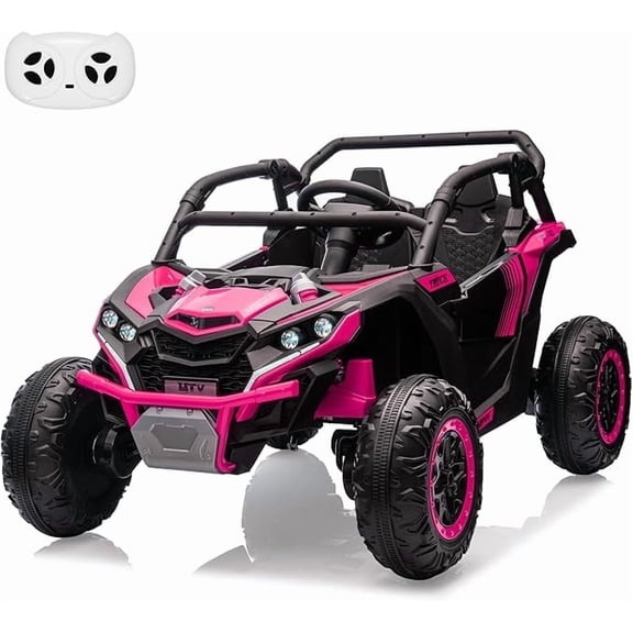 Eastvita 24V 2-Seater Ride-On UTV, 4WD, Remote, LED, Suspension, Music, Rose Red