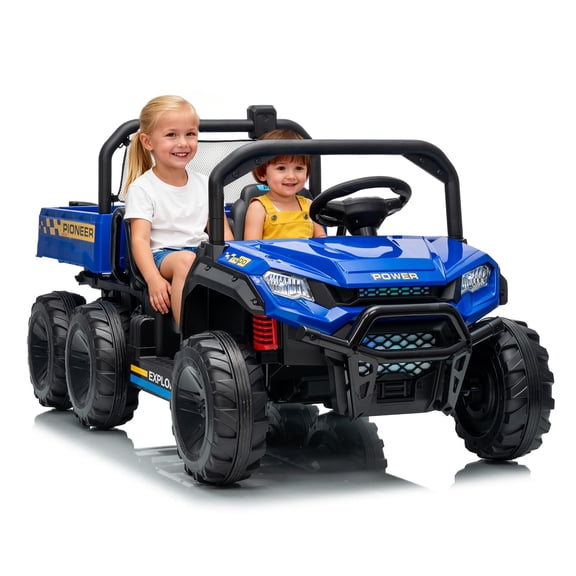 Eastvita 24V 4WD Electric Ride-On Dump Truck, 2-Seater, Remote, Dump Bed, 3 Speeds, Music