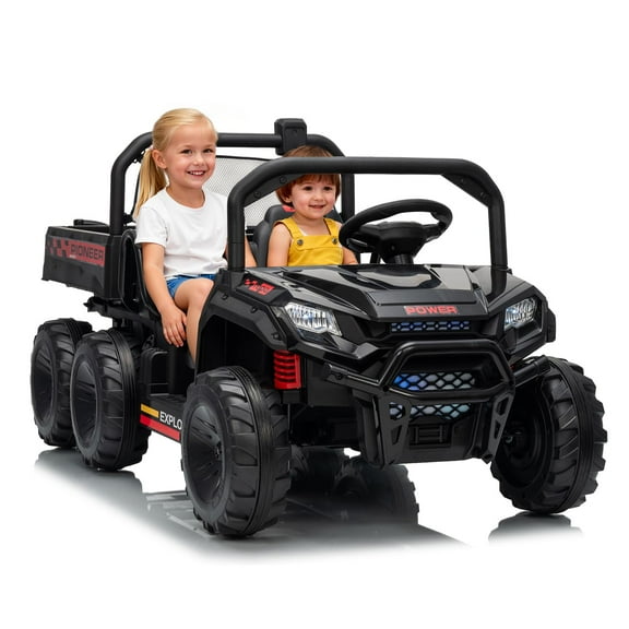 Eastvita 24V 4WD Electric Ride-On Dump Truck, 2-Seater, Remote, Dump Bed, 3 Speeds, Music