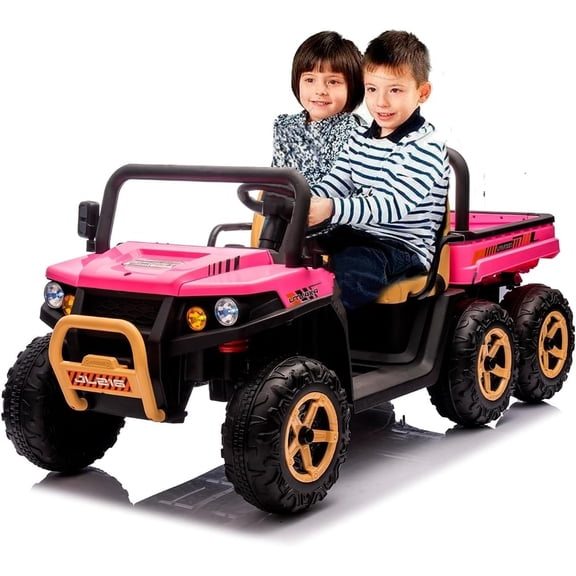 Eastvita 24V Ride on Dump Truck for Kids, 4WD Electric UTV, w/6 Wheels, Remote Control, Dump Bed, 3 Speeds, Music & Headlights for Kids Aged 3-5 Years