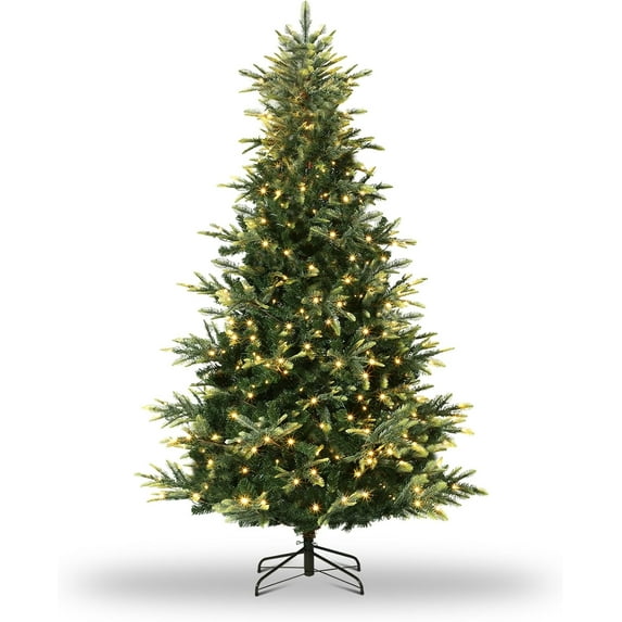 Eastvita 4.5FT Artificial Christmas Tree, PVC&PE, Pre-Lit Warm White Lights, Automatic Branches, Home Office Decor