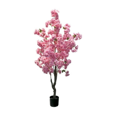 Eastvita 4.9ft/5.9ft Tall Artificial Cherry Blossom Tree,Decorative Faux Cherry Blossom Silk Tree In Pot,Home Indoor Corner Decor