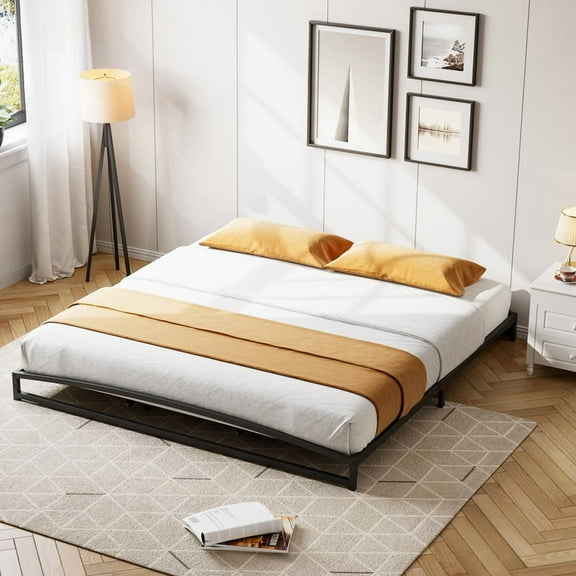 Eastvita 6" Low Profile California King Metal Bed Frame - Heavy Duty, Arch Design, 1000 lbs Capacity, Black