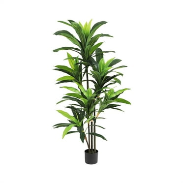 Eastvita Artificial Dracaena Plant Indoor,4ft/5ft Tall Decorative Fake Tree In Pot with Adjustable Branches And Leaves,Artificial Silk Tree